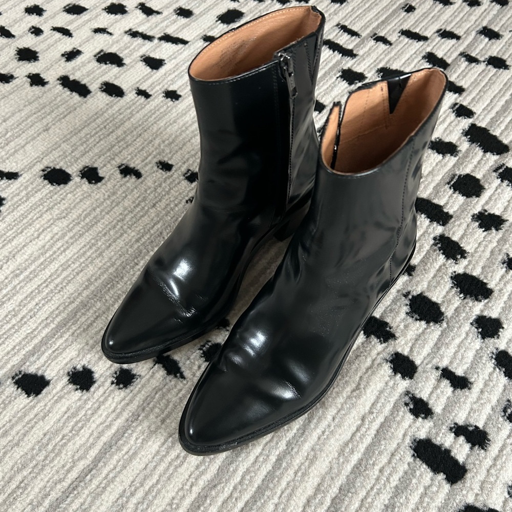Madewell Glossy Black Leather Boots